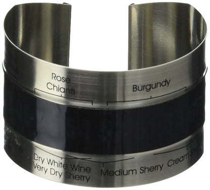 Kikkerland Steel Ring with Screen Wine Bottle Thermometer, Silver, variable size