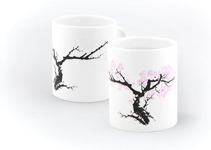 KIKKERLAND Cherry Blossom Morph Mug, Porcelain, White, 1 Count (Pack of 1