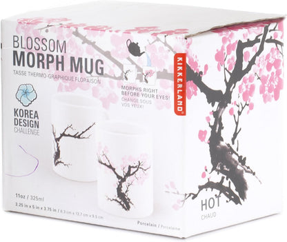 KIKKERLAND Cherry Blossom Morph Mug, Porcelain, White, 1 Count (Pack of 1