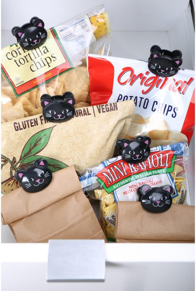 Kikkerland Cat Bag Clips, Set of 6