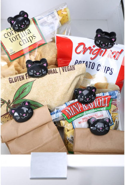 Kikkerland Cat Bag Clips, Set of 6