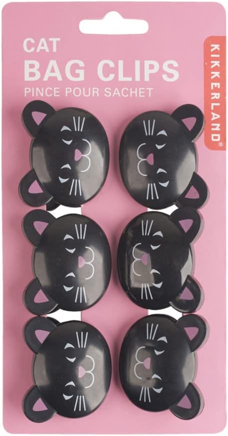 Kikkerland Cat Bag Clips, Set of 6