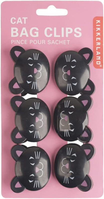 Kikkerland Cat Bag Clips, Set of 6