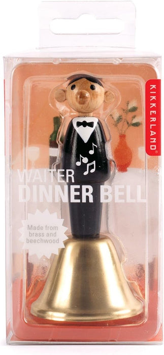 Kikkerland CU232 Waiter Dinner Bell, Beechwood, Multicolor