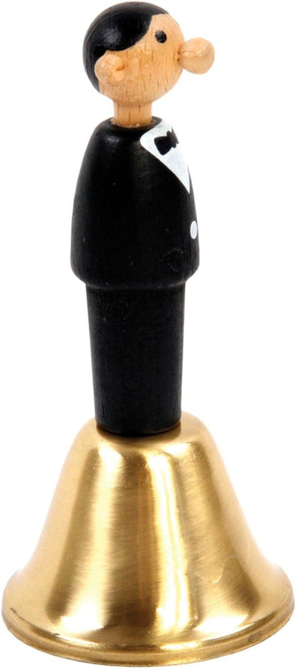 Kikkerland CU232 Waiter Dinner Bell, Beechwood, Multicolor