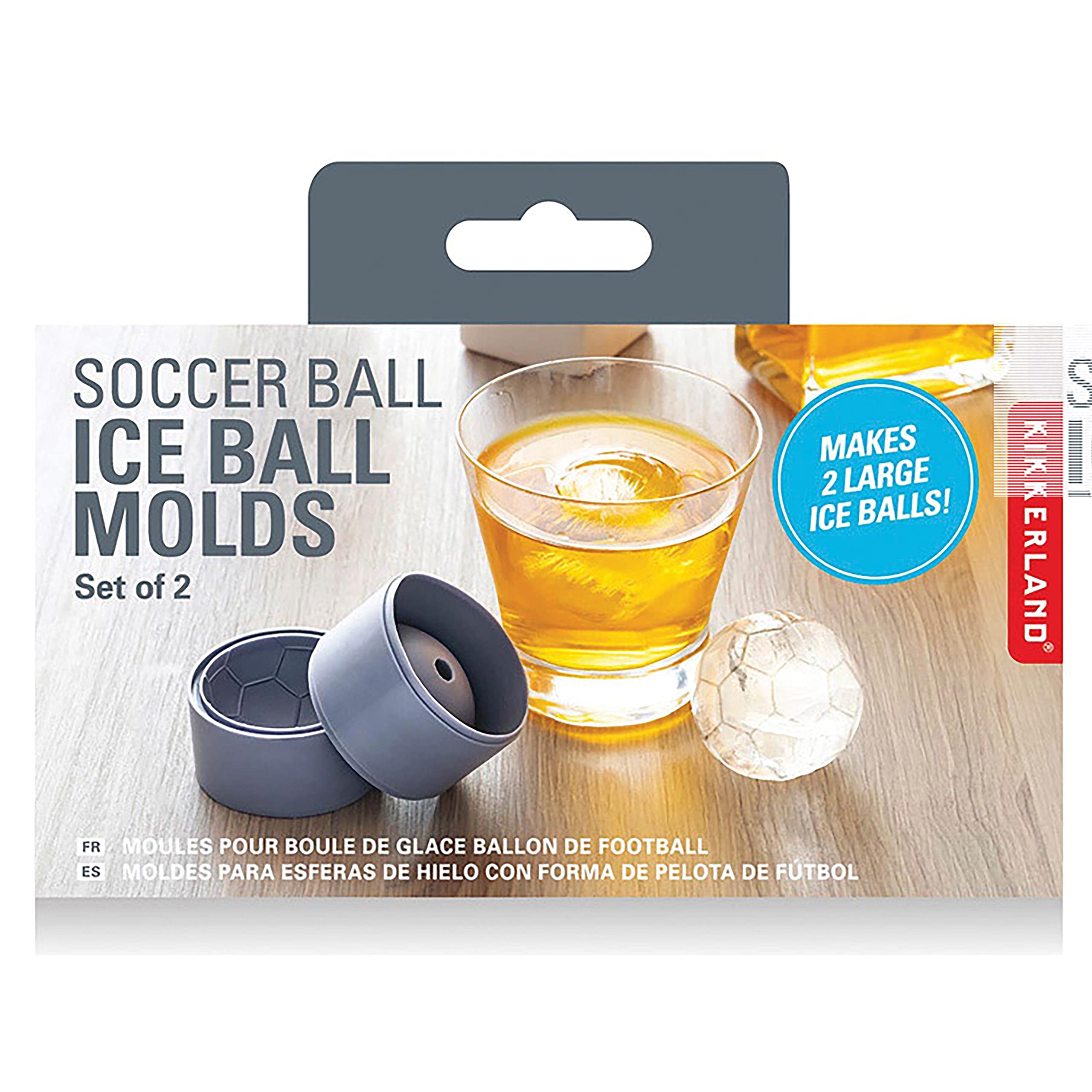 Kikkerland Set of 2 CU343 Football Ice Cube Moulds, Grey, 0612615112698