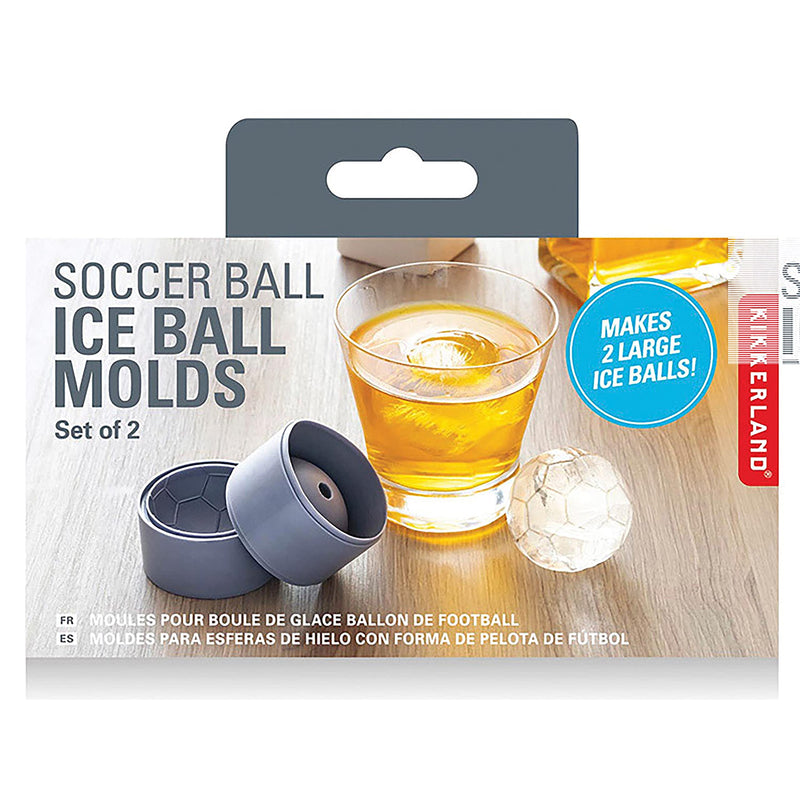 Kikkerland Set of 2 CU343 Football Ice Cube Moulds, Grey, 0612615112698