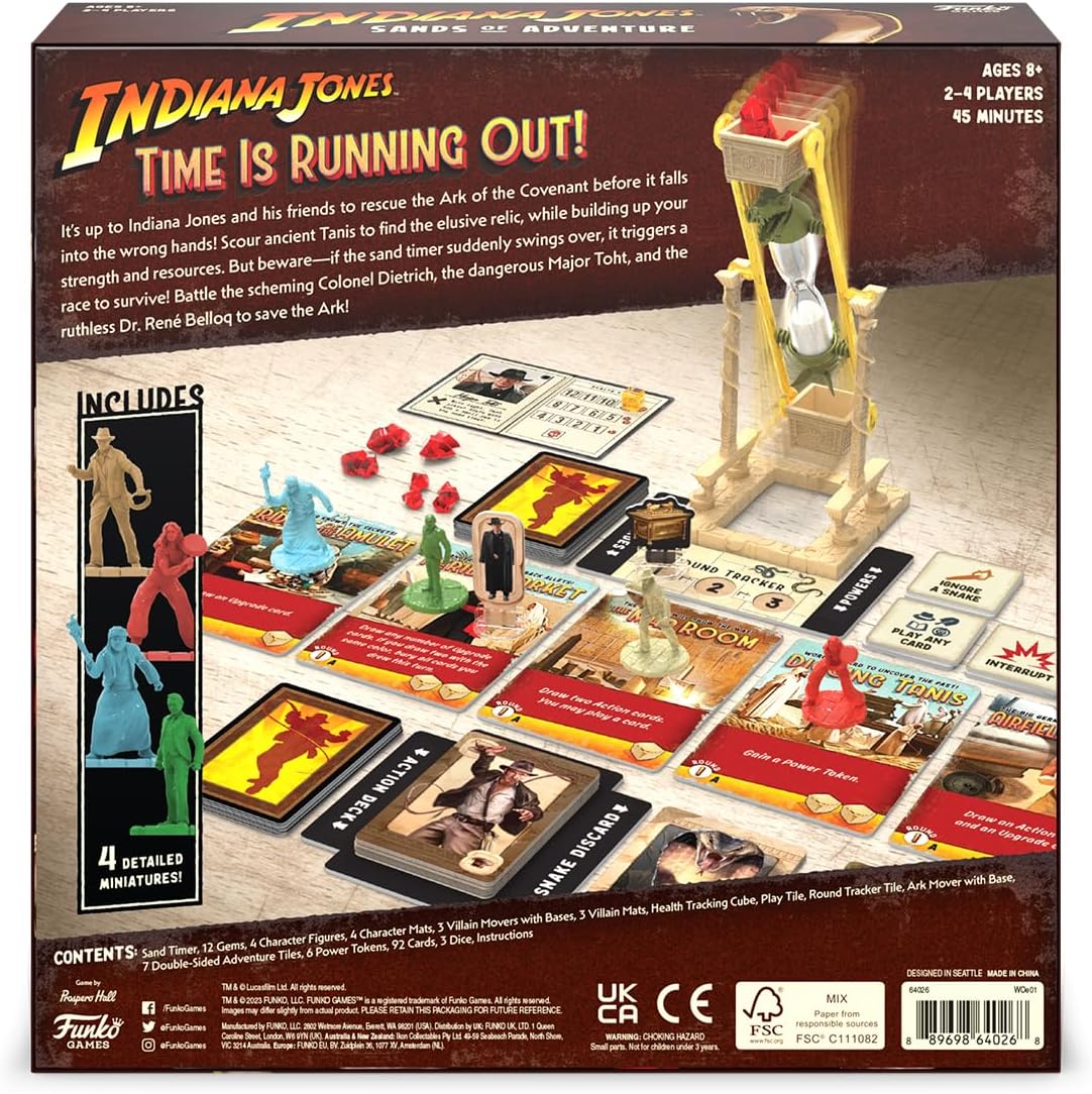 Funko Games Indiana Jones Sands of Adventure Board Game | Ages 8+ | 2-4 Players | 45 Minutes Playing Time | Strategy, Adventure, and Cooperative Gameplay | Family Games for Teens and Adults