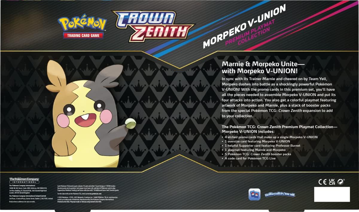 Pokémon TCG: Crown Zenith Premium Playmat Collection - Morpeko V-UNION (4 Promo Cards, 1 Oversize Card & 5 Booster Packs)