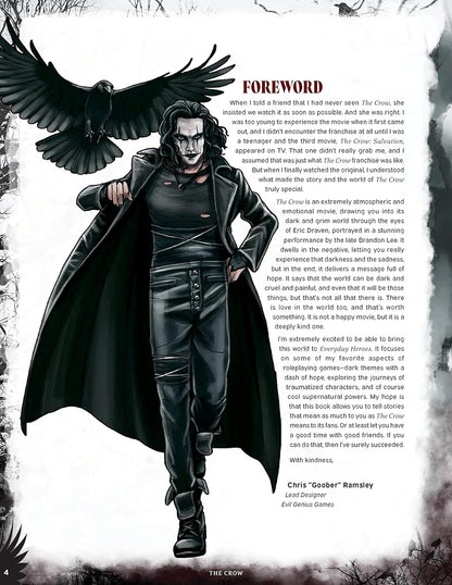 Cinematic Adventure: The Crow-Expansion RPG Book,for Use with The Everyday Heroes Core Rulebook,d20,5e Compatible,100+ Page Softcover Book,Officially Licensed RPG,Evil Genius Games