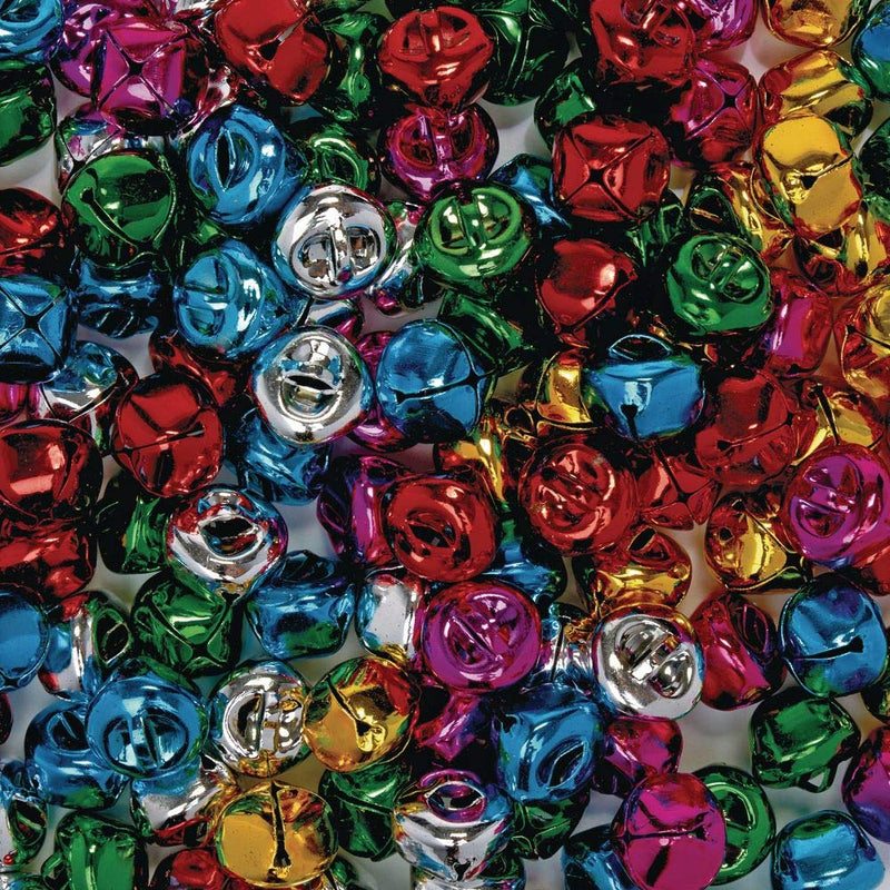 Colorations Colorful Crafting Jingle Bells, 200 Pieces, Assorted Colors, 15 mm Each, 6 Colors, Jingle Bells, Christmas Bells, Arts & Crafts, for Kids, Holiday Crafting