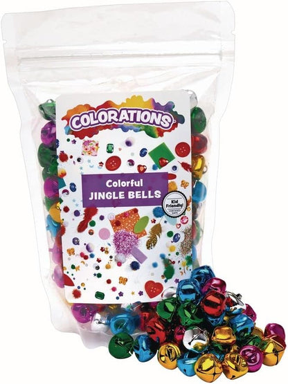 Colorations Colorful Crafting Jingle Bells, 200 Pieces, Assorted Colors, 15 mm Each, 6 Colors, Jingle Bells, Christmas Bells, Arts & Crafts, for Kids, Holiday Crafting