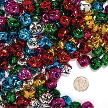 Colorations Colorful Crafting Jingle Bells, 200 Pieces, Assorted Colors, 15 mm Each, 6 Colors, Jingle Bells, Christmas Bells, Arts & Crafts, for Kids, Holiday Crafting