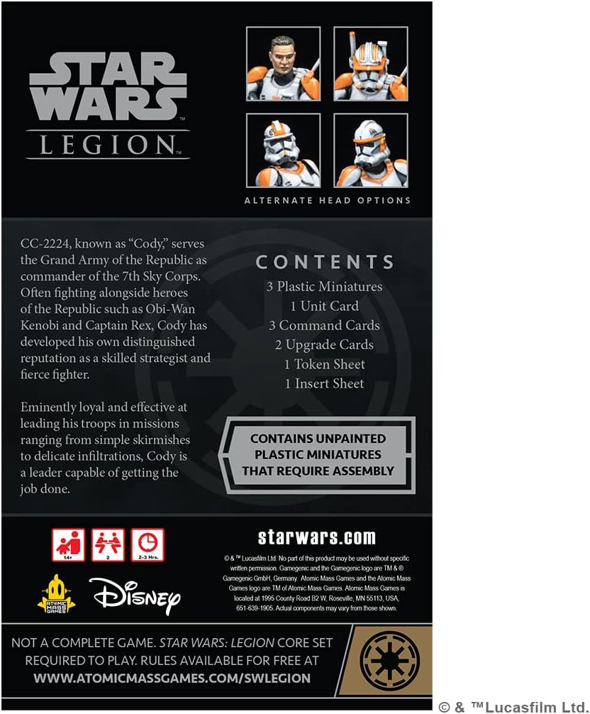 Atomic Mass Games | Star Wars Legion: Clone Commander Cody Expansion | Miniatures Game | Ages 14+ | 2 Players | 90 Minutes Playing Time