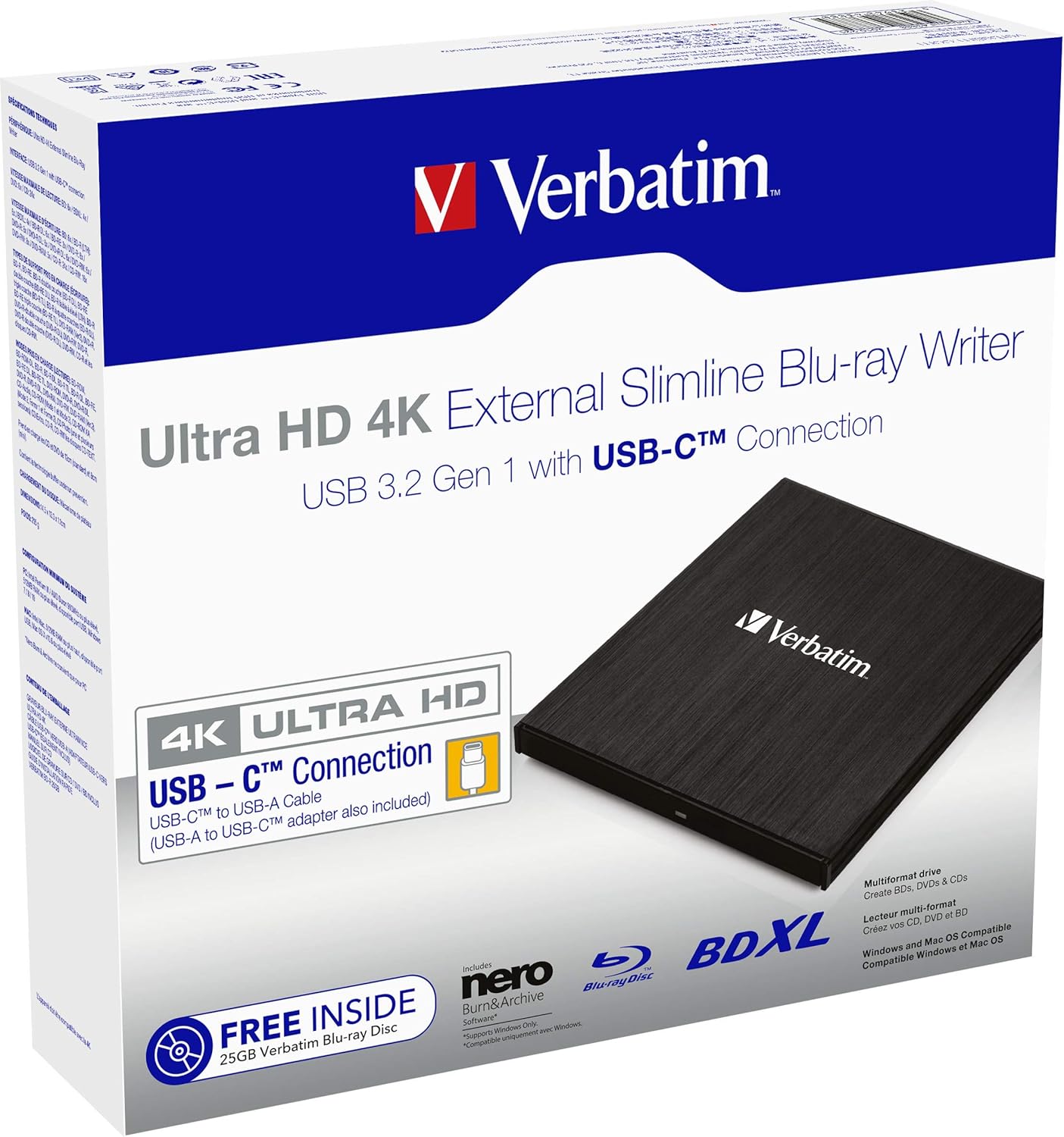 Verbatim 43888 optical disc drive Blu-Ray DVD Combo Black