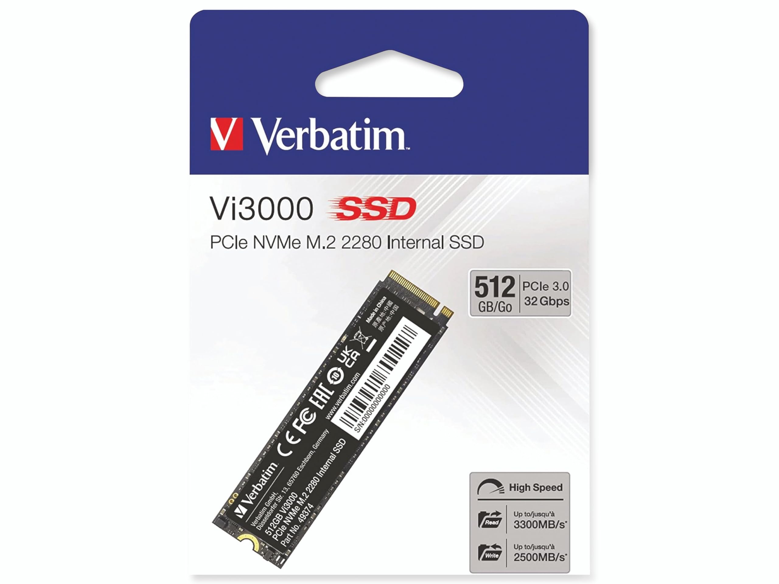 Verbatim Vi3000 PCIe NVMe M.2 SSD 512GB