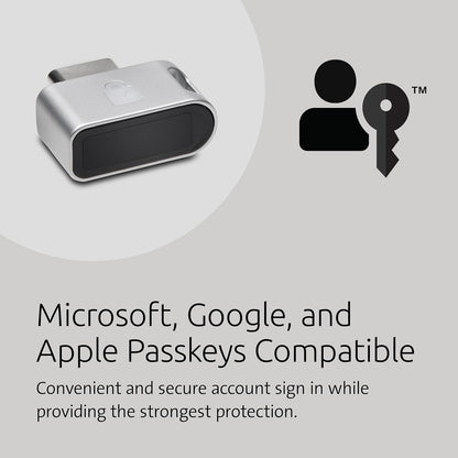 Kensington Fingerprint Key -VeriMark Guard USB-C Fingerprint Key, Biometric Key for Laptops, Tablets, iPads, & Notebooks - Protects Laptop & Supports Windows, Chrome, macOS and iOS (K64709WW), Silver
