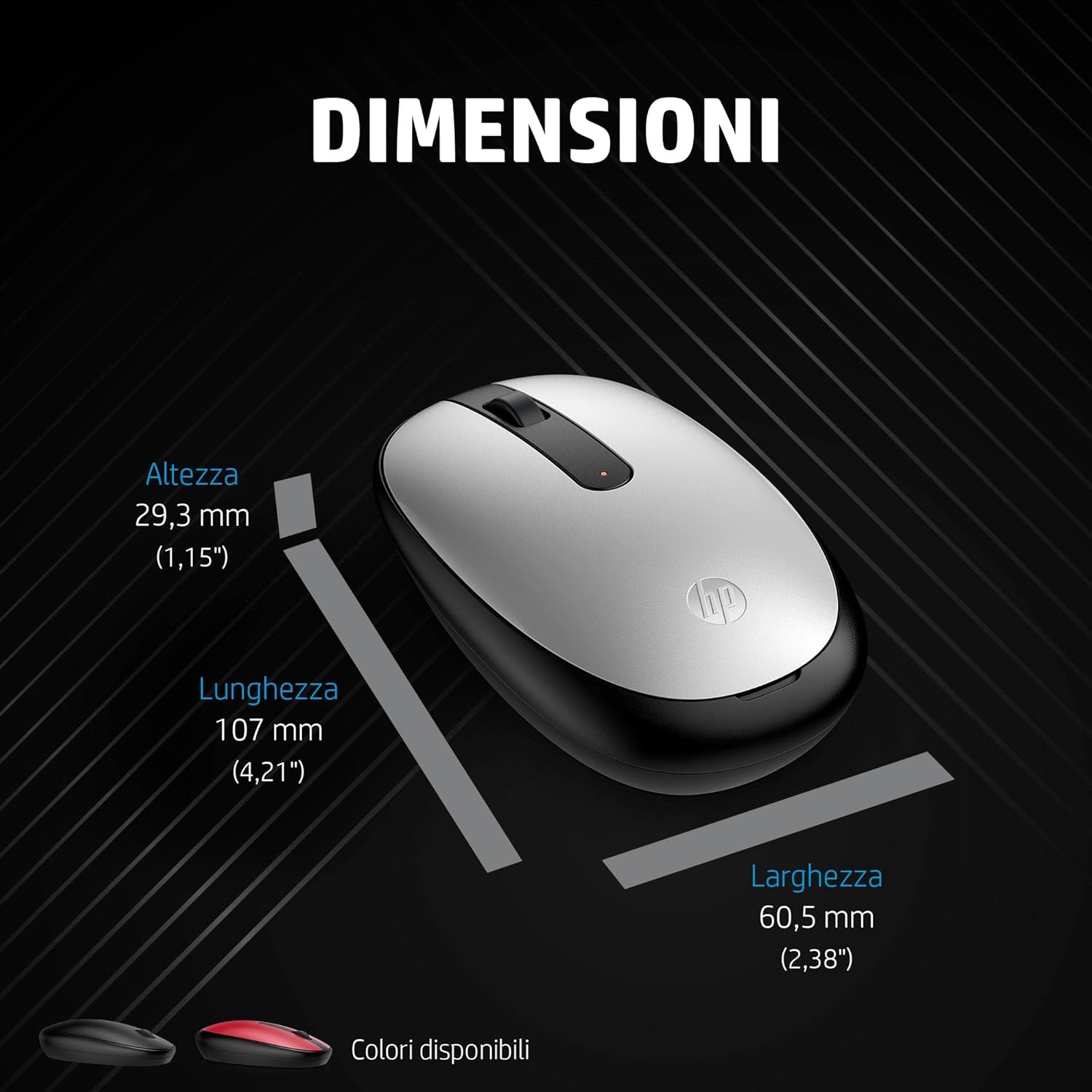 HP 240 Mouse Empire Wireless, Sensore Ottico da 1600 DPI, Bluetooth 5.1, 3 Pulsanti, Rotella di Scorrimento, Impugnatura Pratica e Funzionale, Elegante Design Ambidestro, Windows 11