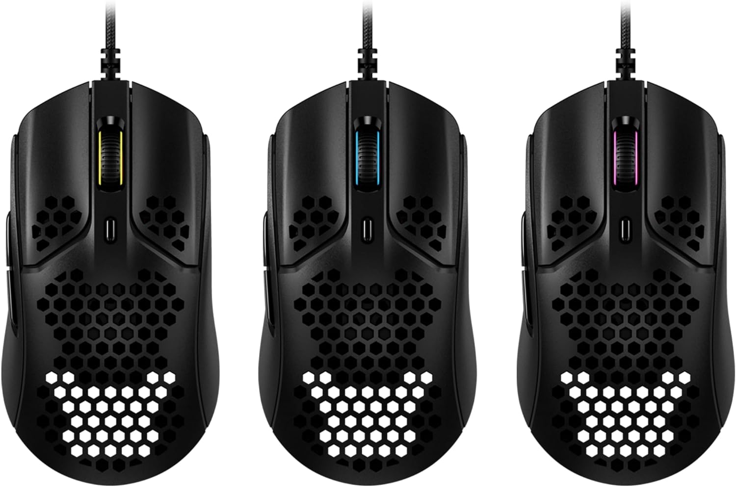 HyperX Pulsefire Haste – Gaming Mouse – Ultra-Lightweight, 59g, Honeycomb Shell, Hex Design, HyperFlex Cable, Up to 16000 DPI, 6 Programmable Buttons, Black Black single