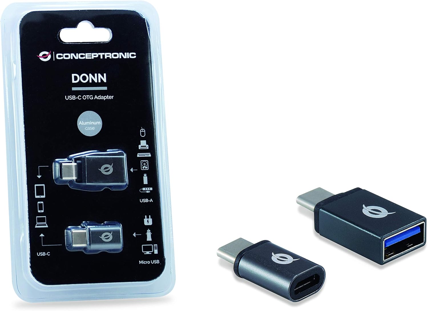 Conceptronic DONN04G - Adaptador OTG para USB-C (2 Unidades, USB-C a USB-A y USB-C a Micro USB