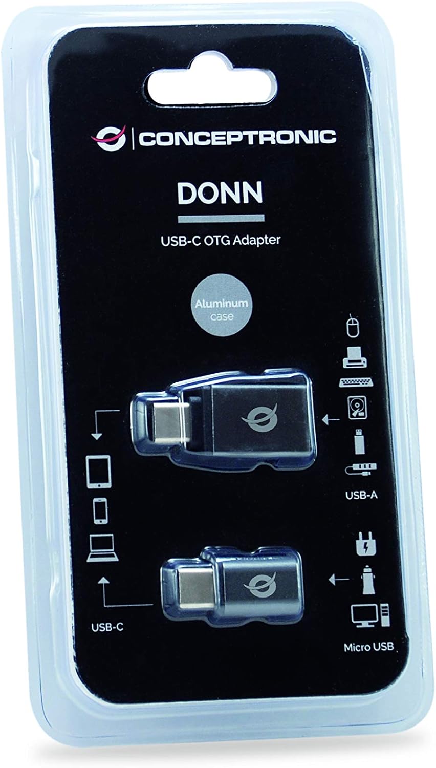 Conceptronic DONN04G - Adaptador OTG para USB-C (2 Unidades, USB-C a USB-A y USB-C a Micro USB