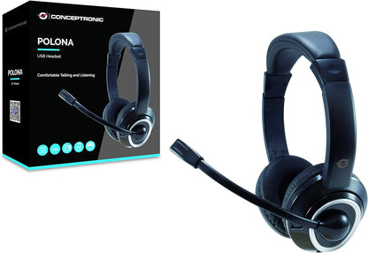 Conceptronic POLONA01B Headset USB + Microphone, grey