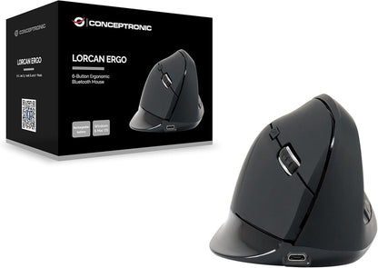 Conceptronic LORCAN03B Ergonomic Bluetooth Mouse with 6 Buttons