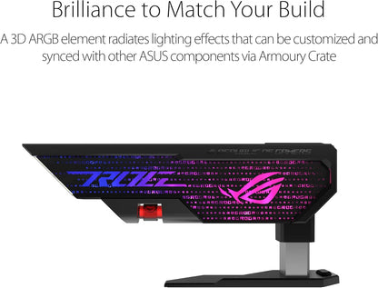 ASUS ROG Herculx Graphics Card Holder, Tool-free design, Included spirit level, Solid zinc alloy, 72-128mm, Aura Sync