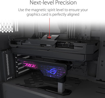 ASUS ROG Herculx Graphics Card Holder, Tool-free design, Included spirit level, Solid zinc alloy, 72-128mm, Aura Sync