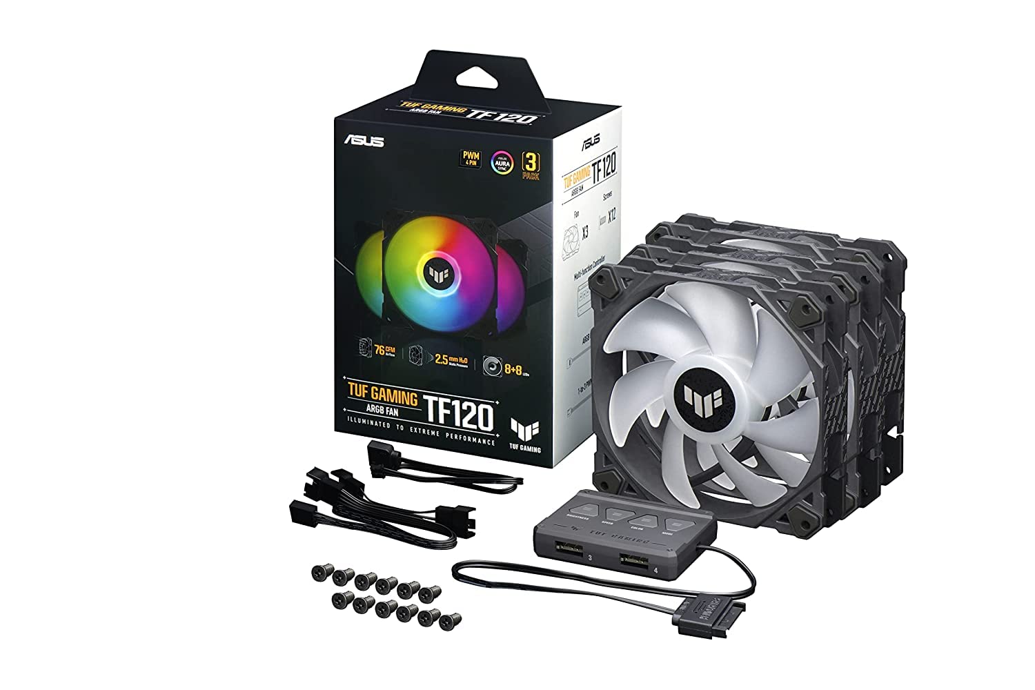 ASUS TUF Gaming TF120 ARGB Fan - Triple Fan Kit with ARGB Controller
