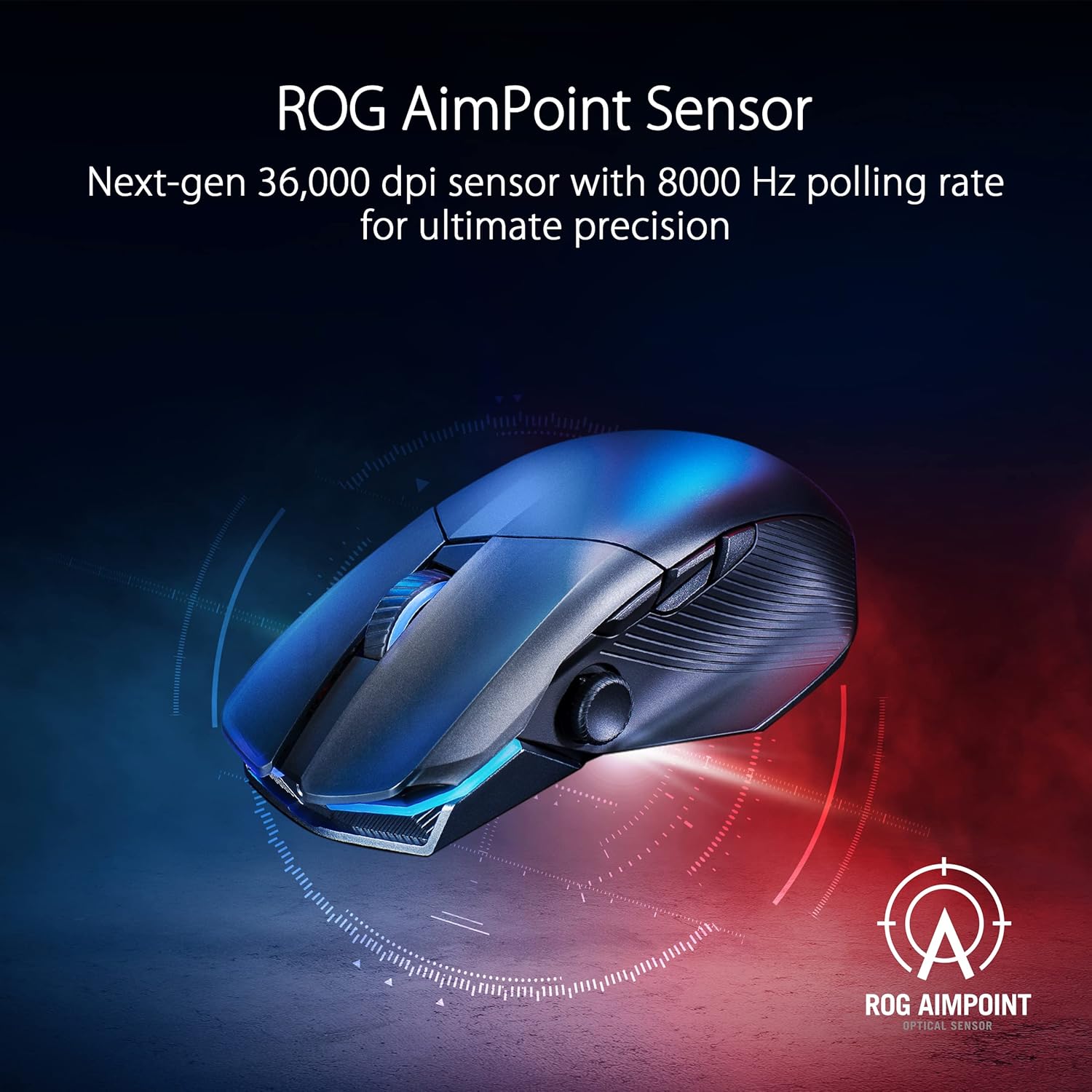 ASUS ROG Chakram X Origin kabellose RGB Gaming Maus (ROG AimPoint-Sensor, 36.000 dpi, Polling-Rate 8000 Hz, RF 2,4 GHz / Bluetooth / kabelgebunden, 11 programmierbare Tasten, Joystick, schwarz