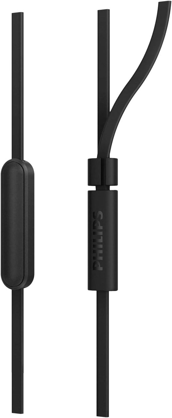 PHILIPS Audio In-Ear Headphones E1105BK/00 With In-Line Remote Control (8.6-Mm Neodymium Drivers, Powerful Bass, Clear Sound, Comfortable Fit