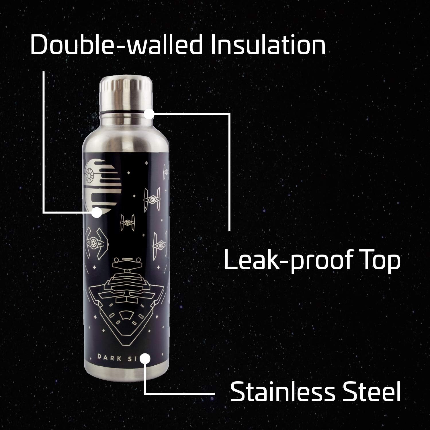 Paladone Star Wars Premium Metal Water Bottle - Double Walled 500ml Bottle