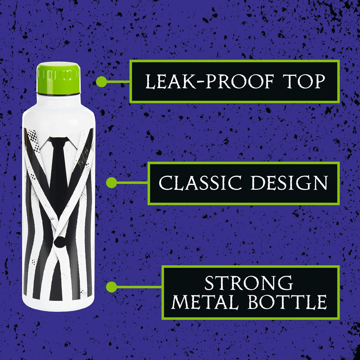 Paladone Beetlejuice Stainless Steel Water Bottle, 500ml, 16.9floz