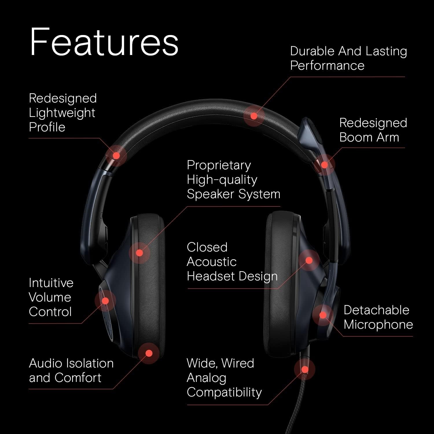 EPOS H6Pro - Closed Acoustic Gaming Headset with Mic, Over-Ear Headset, Lightweight, Lift-to-Mute - Xbox Headset - PS4 Headset - PS5 Headset - PC/Windows Headset - Gaming Accessories (Sebring), Black