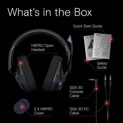 EPOS H6Pro - Open Acoustic Gaming Headset with Mic, Lightweight Headband, Comfortable & Durable Design, Xbox Headset, PS4 Headset, PS5 Headset, PC/Windows Headset - Gaming Accessories (Sebring