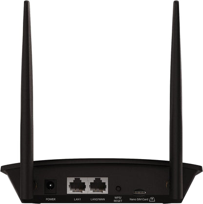 TP-Link 4G LTE Router 150Mbps Wifi N 300Mbps TL-MR100, 4G Modem, 4G Box, 2 x SMA for External Antenna, 2 Ethernet Ports, Removable Antennas, Compatible with Any Operator