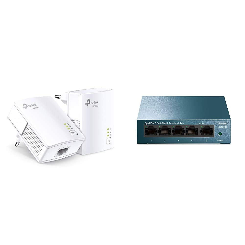 TP-Link 1000Mbps Powerline, Fiber Powerline Socket with 1 Gigabit Ethernet Port, Powerline Box Kit of 2 - Ideal Solution to Enjoy Multi-TV Service at Home TL-PA7017 KIT