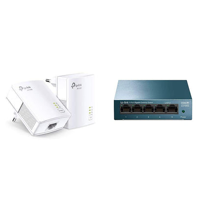 TP-Link 1000Mbps Powerline, Fiber Powerline Socket with 1 Gigabit Ethernet Port, Powerline Box Kit of 2 - Ideal Solution to Enjoy Multi-TV Service at Home TL-PA7017 KIT