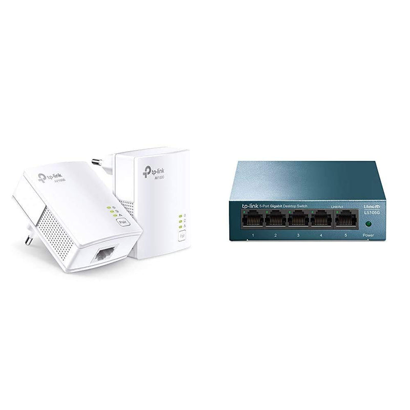 TP-Link 1000Mbps Powerline, Fiber Powerline Socket with 1 Gigabit Ethernet Port, Powerline Box Kit of 2 - Ideal Solution to Enjoy Multi-TV Service at Home TL-PA7017 KIT