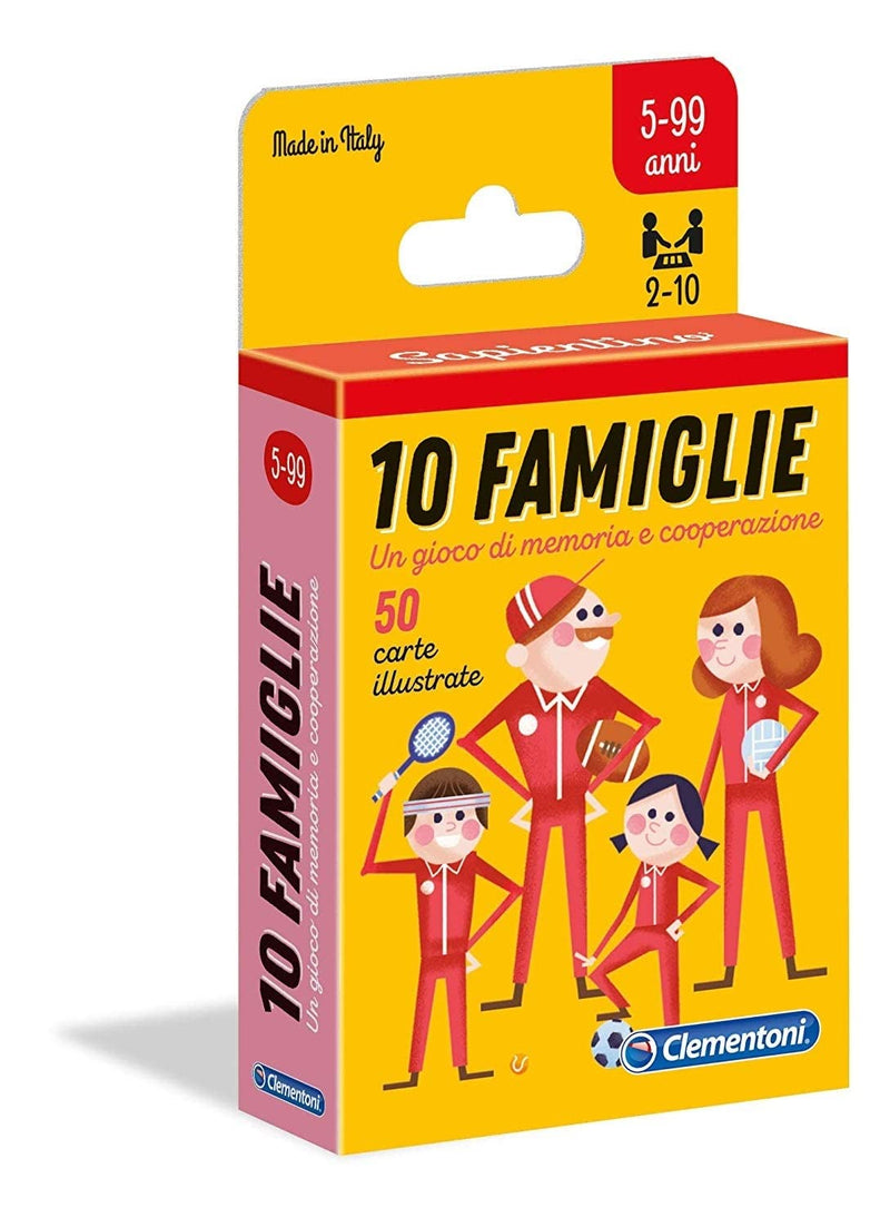 Clementoni - 10 Famiglie, Mazzo di 50 Carte Illustrate con 10 Famiglie da Riunire, Gioco Memory per Bambini 5+ Anni e Tutta la Famiglia, 2-10 Giocatori, Made in Italy, Lingua Italiana, 16172