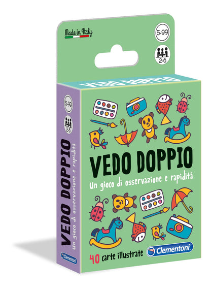 Clementoni, Sapientino Double Vedo Card Game for Children, Italian Version, Multicoloured, 16177
