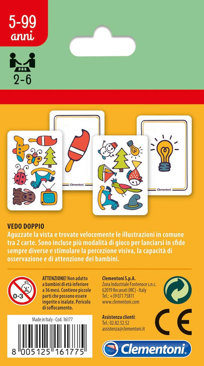 Clementoni, Sapientino Double Vedo Card Game for Children, Italian Version, Multicoloured, 16177