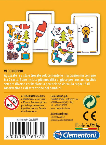 Clementoni, Sapientino Double Vedo Card Game for Children, Italian Version, Multicoloured, 16177