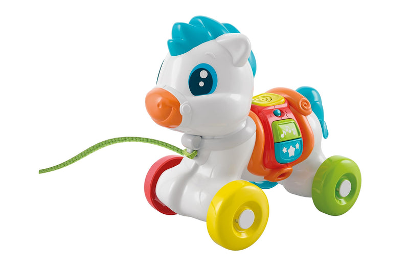 Clementoni 17776 Baby Pony Always with Me-Interactive Towing, Animal to Pull, Motor Game, First Steps, Learning to Walk, Kids 6 Months-Made in Italy, English Towable Pony