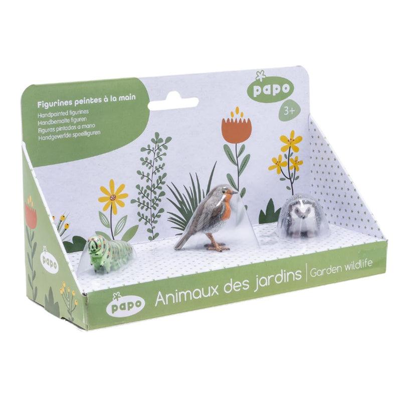 PAPO Set of 3 figures - Garden animals - The caterpillar, the hedgehog and the bird