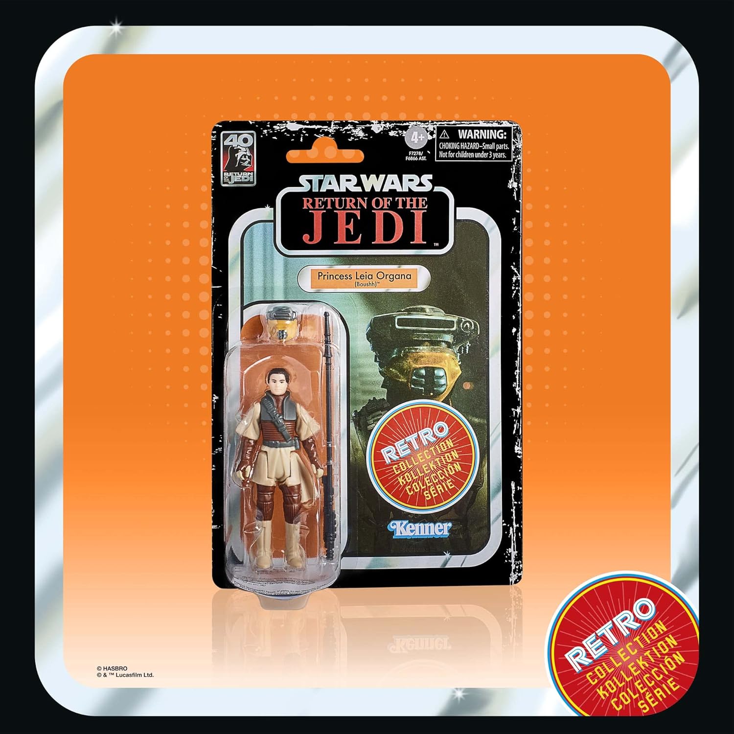 STAR WARS Retro Collection Princess Leia Organa (Boushh), Return of The Jedi 3.75-Inch Collectible Action Figures, Ages 4 and Up (F7278