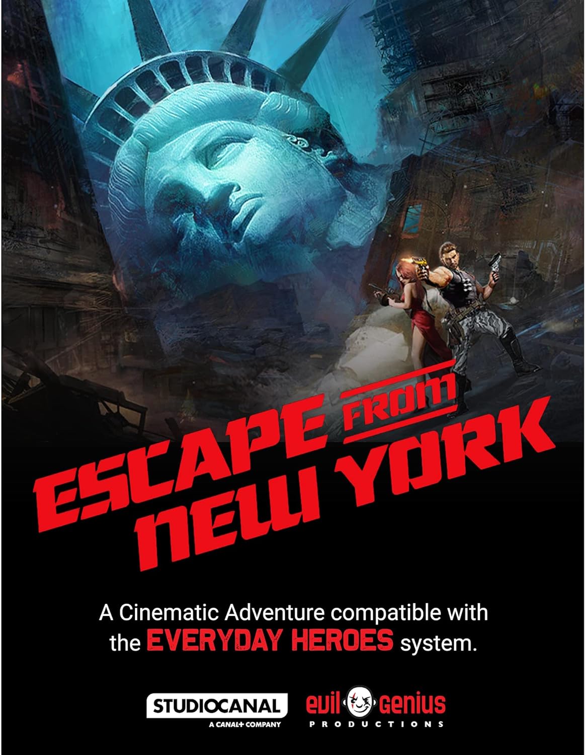 Evil Genius Games Cinematic Adventure: Escape from New York - Expansion RPG Book, for Use with The Everyday Heroes Core Rulebook, d20, 5e Compatible, 100+ Page Hardcover Book, Officially Licensed RPG