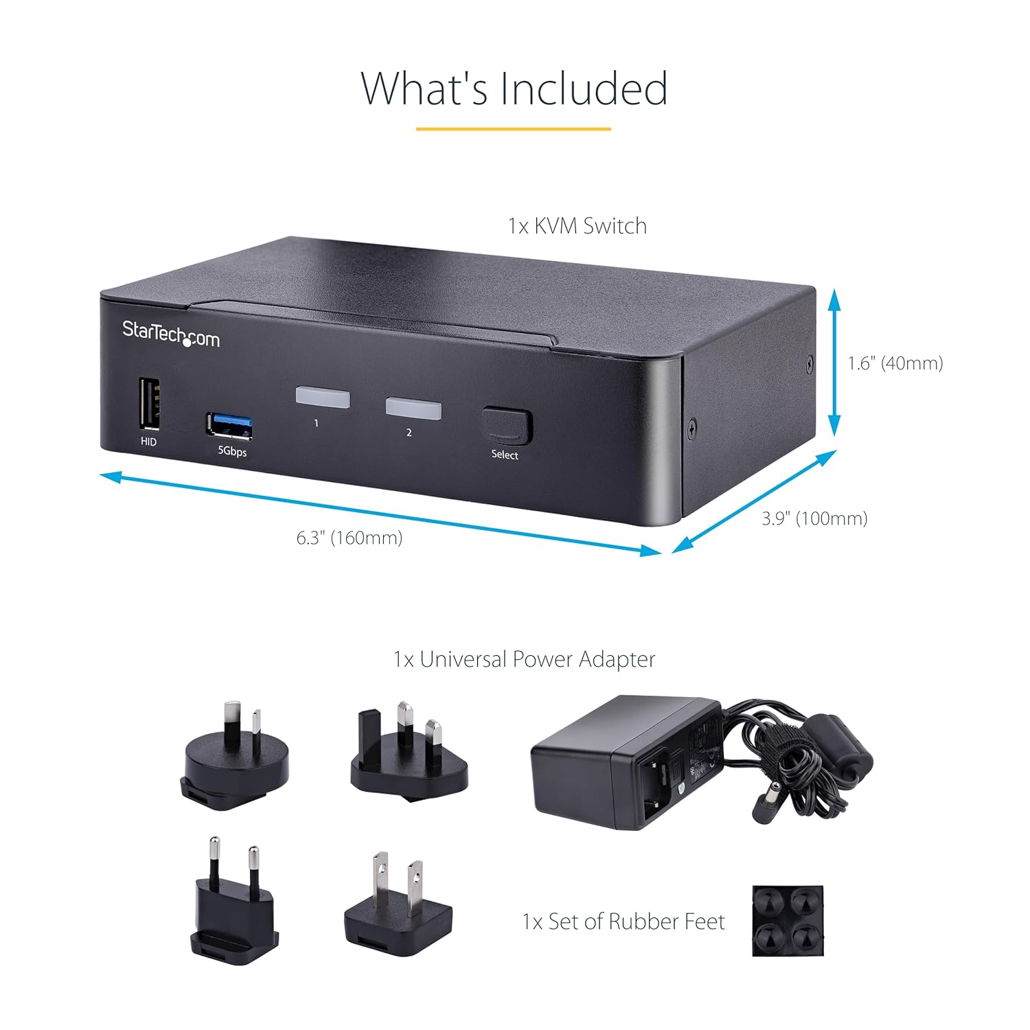 StarTech.com USB C KVM Switch, 2 Port DisplayPort KVM w/ 4K 60Hz UHD HDR Video, 3.5mm Audio, 4x USB HID and 2x USB A 3.2 Gen 1 5Gbps Hub, Hot Key Switching, Thunderbolt 3/4 Compatible (SV231DPUCA