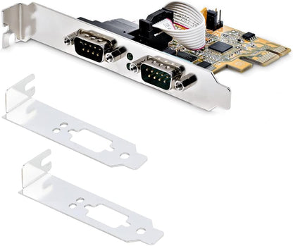 StarTech.com 2-Port PCI Express Serial Interface Card, Dual Port PCIe to RS232 (DB9) Serial Card, 16C1050 UART, Low/Full Profile Brackets, COM Retention, For Windows/Linux (21050-PC-SERIAL-LP